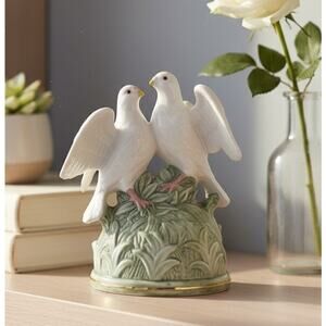 White Doves Musical Figurine Wind Up - Plays "Love Story (Where Do I Begin)"